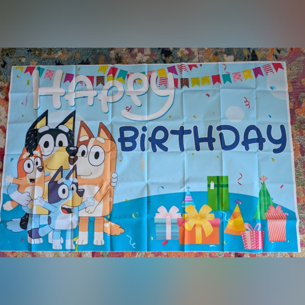 Colorful Bluey Birthday Backdrop